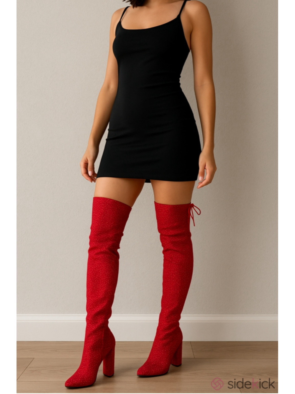 Forever 21 Women's Red Rhinestone Over the Knee Boots size 10
